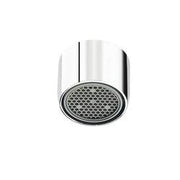 Chrome laminar flow outlet with perforated aerator face and female thread connection.