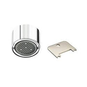 Chrome laminar flow outlet with perforated face and metal mounting bracket.
