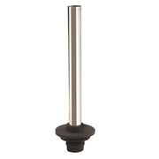 Stainless steel overflow pipe with black rubber base fitting for bar sink installation.