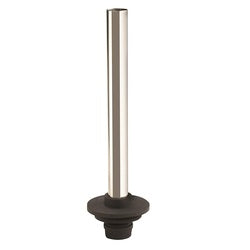 Stainless steel overflow pipe with black rubber base fitting for bar sink installation.