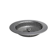 Stainless steel sink strainer with perforated basket and wide rim, 3-1/2 inches diameter.