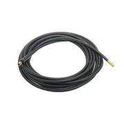 Black rubber hose coiled with brass fittings on each end.