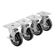 Krowne 4-in X 4-in Plate Caster With 5-in Wheel (Set Of 4) - 28-107S