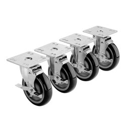 Krowne 4-in X 4-in Plate Caster With 5-in Wheel (Set Of 4) - 28-107S