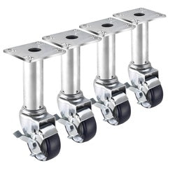 Krowne 8-1/2-in-10-1/2-in Adjustable Height 3-1/2-in X 3-1/2-in Plate Caster With 3-in Wheel (Set Of 4) - 28-117S