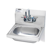 Stainless steel drop-in sink with single compartment, chrome faucet with sprayer, and mounted drain assembly.