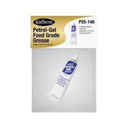 Krowne Petro-Gel Food Grade Grease tube with blue and white label in plastic bag packaging.