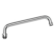 Chrome swing spout with 10-inch reach and threaded connection base.