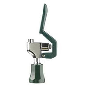 Chrome and green plastic pre-rinse spray head with lever handle and mounting base.