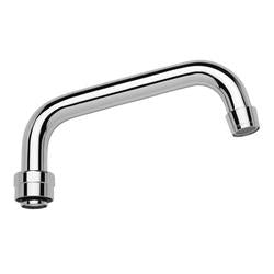 Chrome swing spout with 6-inch reach and threaded connection ports.