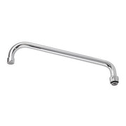 Chrome swing spout with 12-inch reach and curved design for sink installation.