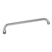 Chrome swing spout with elongated curved arm and cylindrical outlet connection.