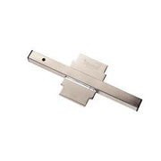 Stainless steel waste drain installation tool with rectangular head and cylindrical shaft on white background.