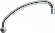 Chrome L-type swing spout with 9.5 inch reach and threaded connection base.