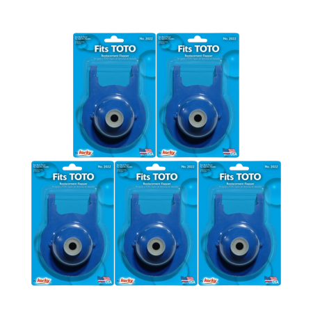 Five packaged blue Lavelle 2022BP Power Gravity Flappers for TOTO toilets with metal centers.