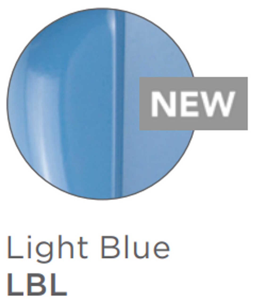 Light blue circular shower diverter lever with metallic trim and finish swatch.