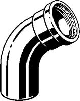 Copper 45-degree street elbow fitting with press connections, angled connector view.