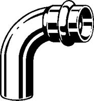 Copper 90-degree street elbow fitting with press connection and threaded outlet.