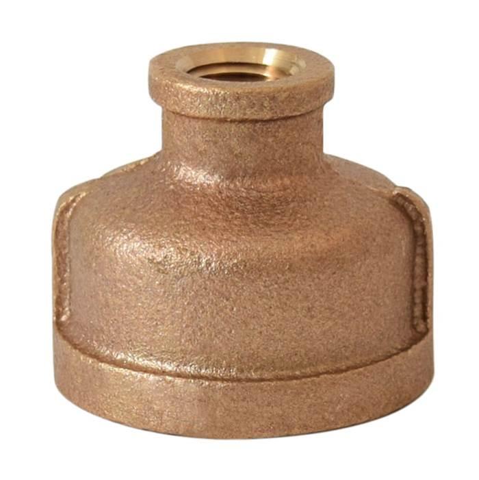 Bronze coupling with threaded female ports, larger opening at top and smaller opening at bottom.
