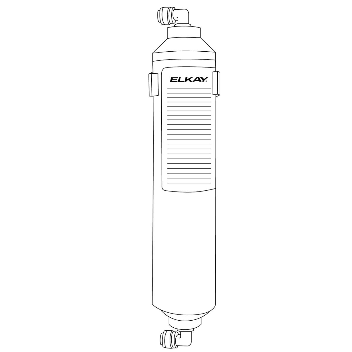Elkay Aqua Sentry cylindrical filter cartridge with inlet and outlet connectors and replacement filter element.