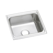Stainless steel drop-in sink with single bowl and drain hole on bottom.
