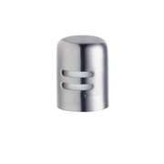 Chrome cylindrical faucet air gap with two horizontal slot openings.