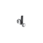 Chrome glass filler with dark mounting bracket and cylindrical cup outlet.