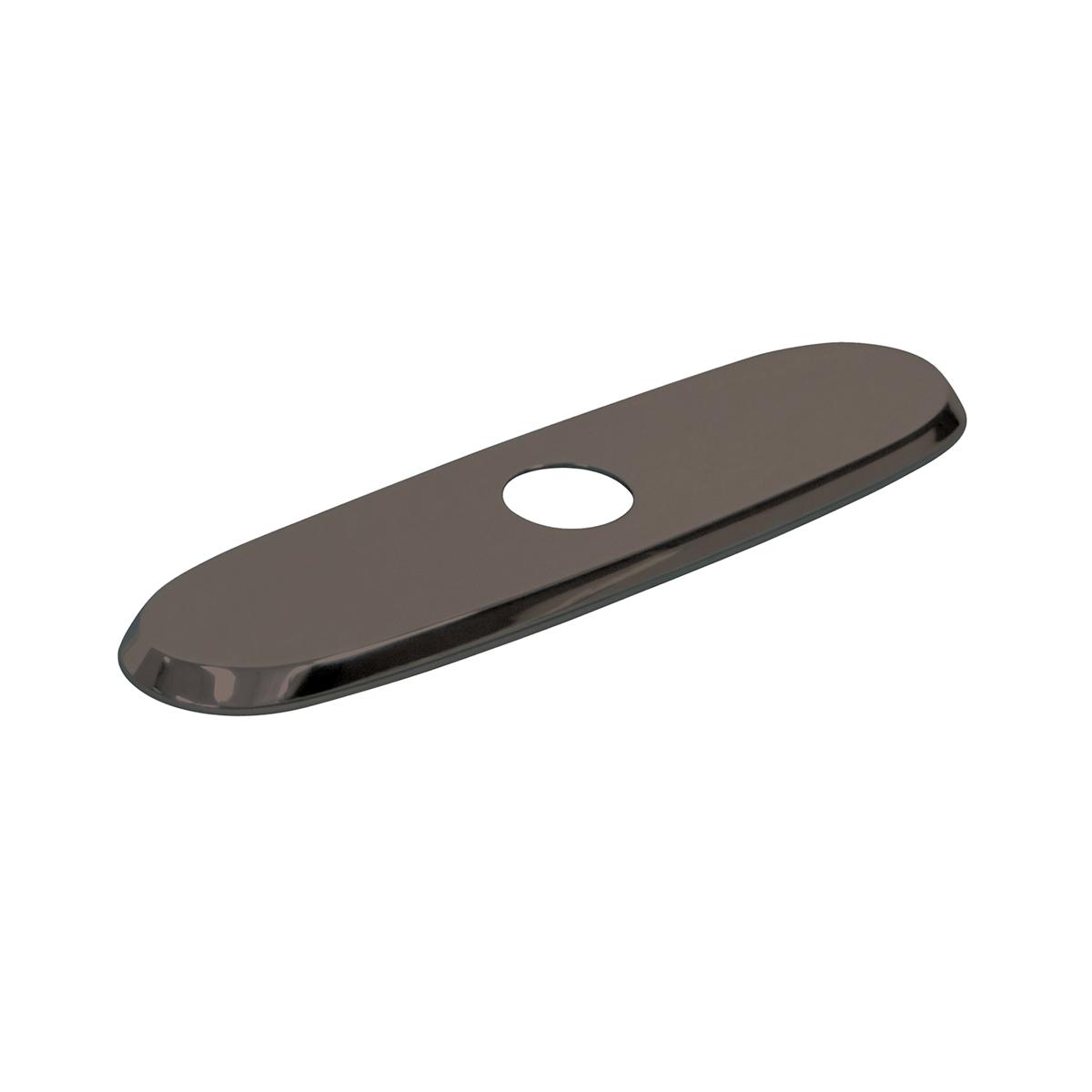Antique steel deck plate with three holes and elongated oval shape.