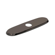 Antique steel deck plate with three holes and elongated oval shape.
