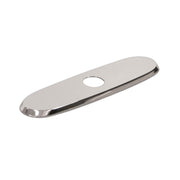 Lustrous steel deck plate with oval shape and single center hole opening.