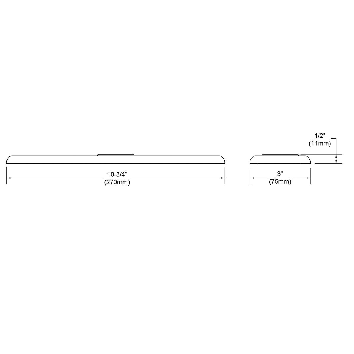 Lustrous steel 3-hole deck plate with 10-3/4" length and 3" width, 1/2" height.
