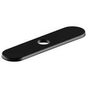 Matte black elongated deck plate with single center hole and rounded edges.
