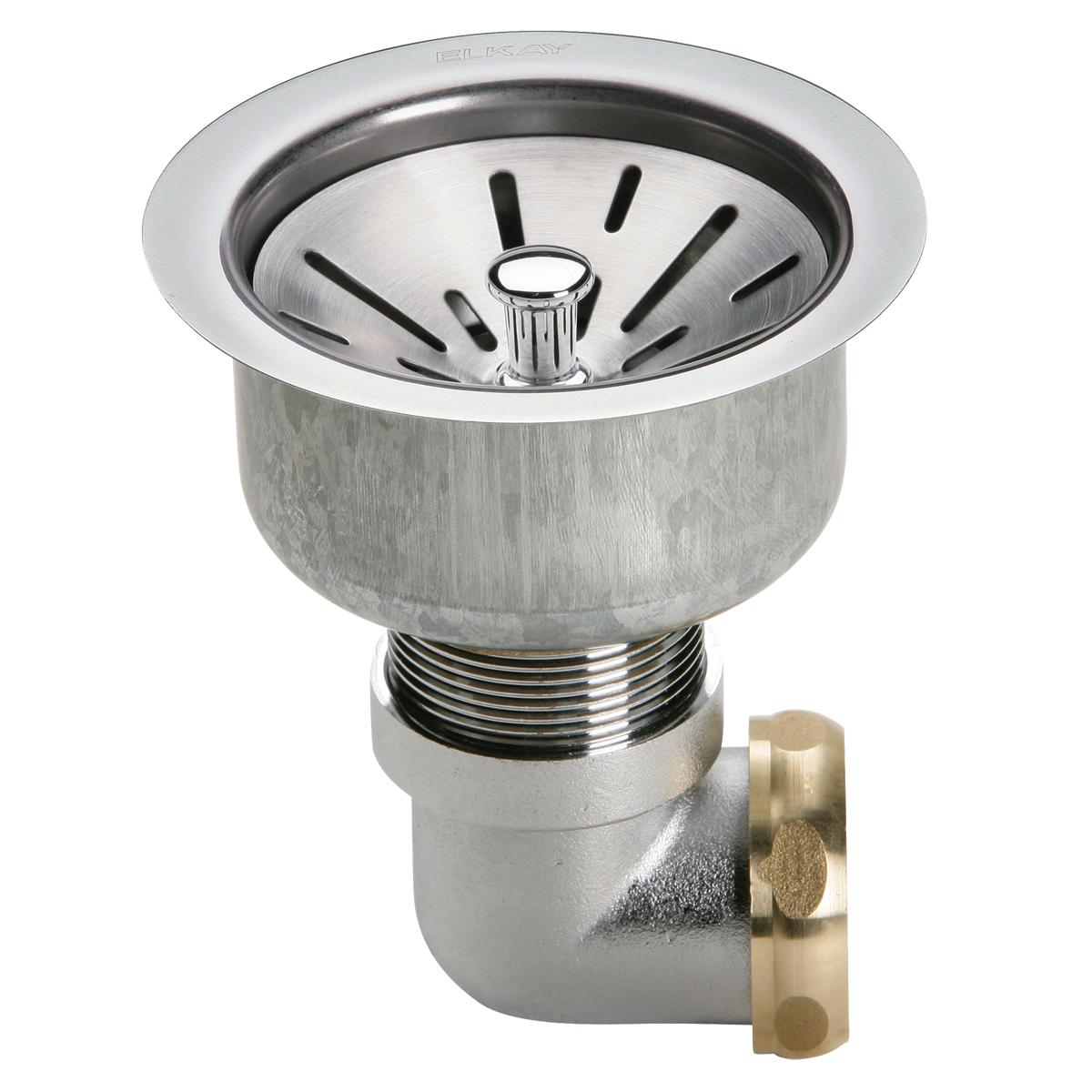 Elkay 3-1/2" Drain Fitting Type 304 Stainless Steel Body Strainer Basket Tailpiece and Elbow