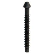 Black extra long screw with conical head and threaded shaft.
