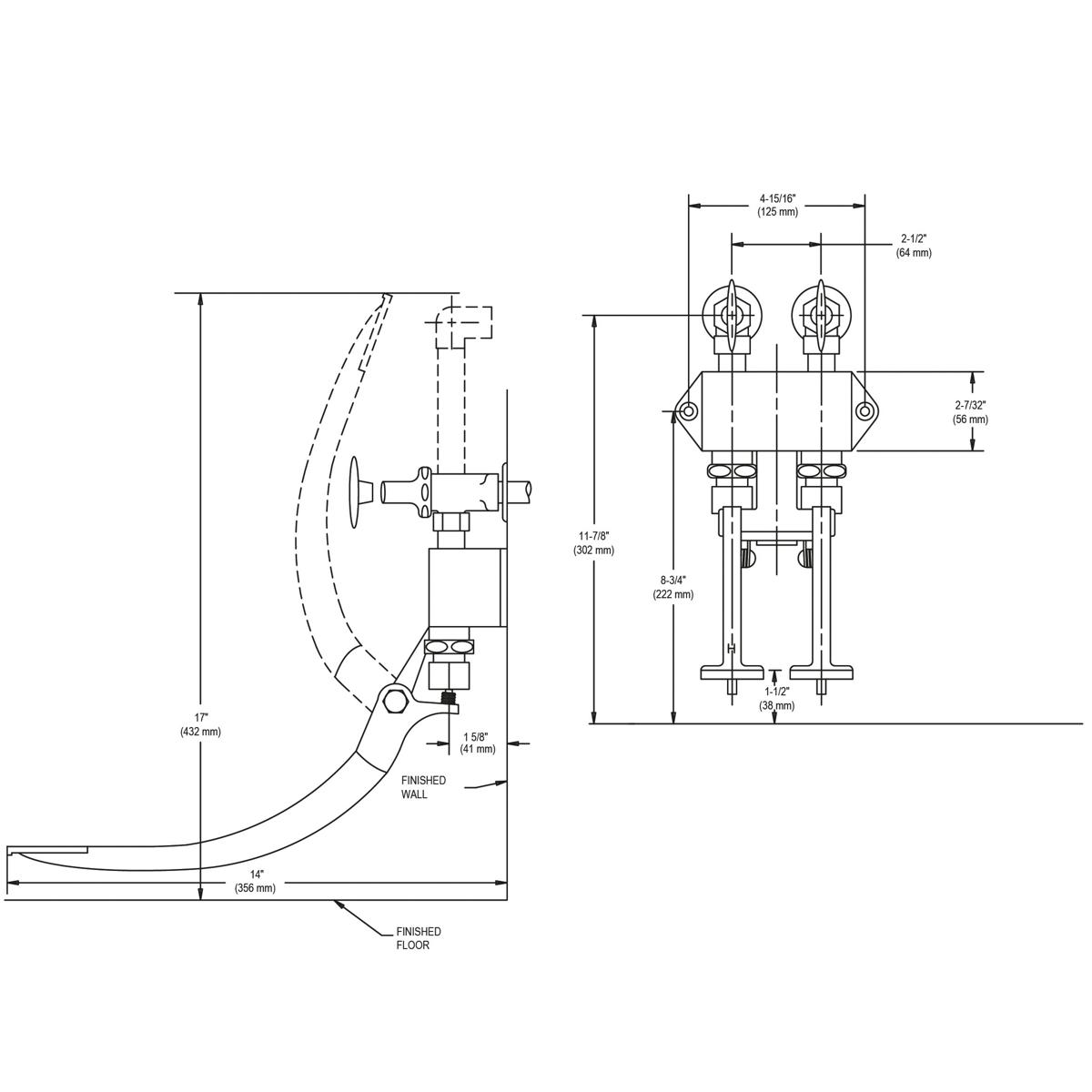 Elkay Double Pedal Valve with Mounting Package