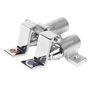 Chrome and stainless steel double foot valve with two pedal levers and colored indicator buttons for floor mounting.