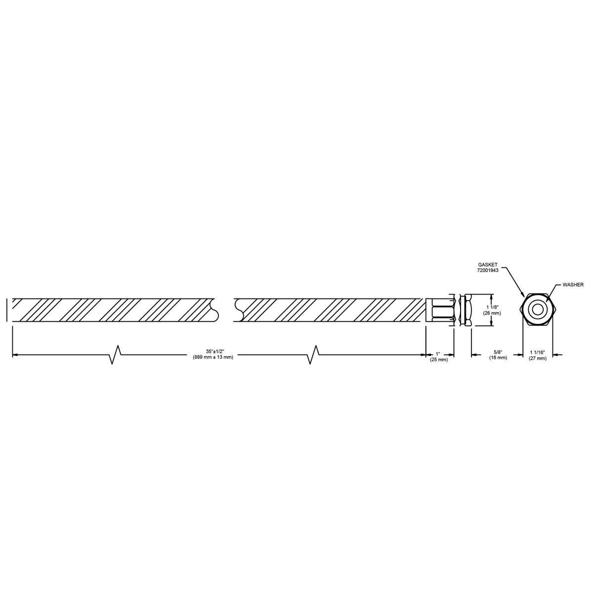 Elkay 36" Black Heavy Duty Rubber Hose with Standard Female Faucet Hose Connection on One End