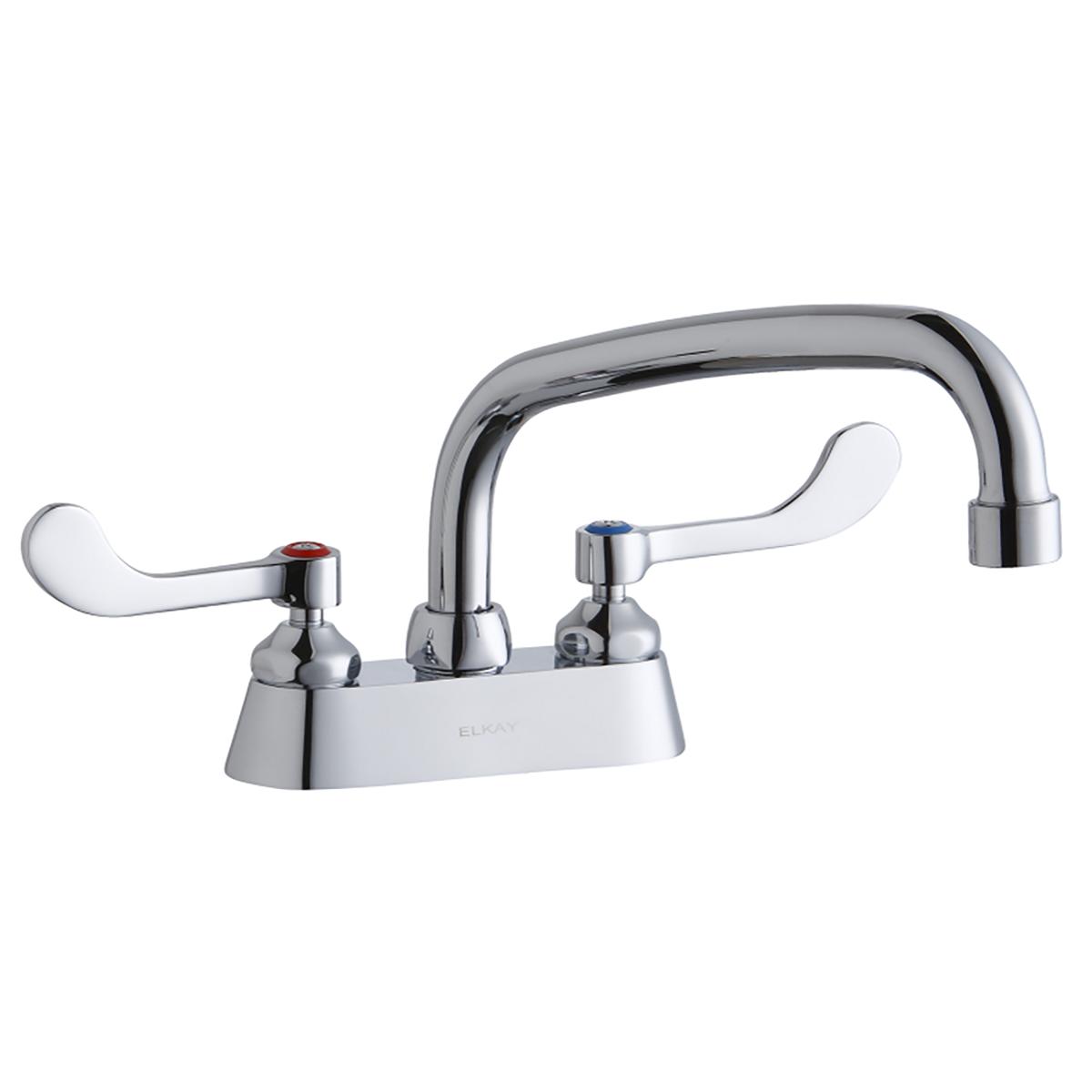 Elkay 4" Centerset with Exposed Deck Faucet with 8" Arc Tube Spout 4" Wristblade Handles