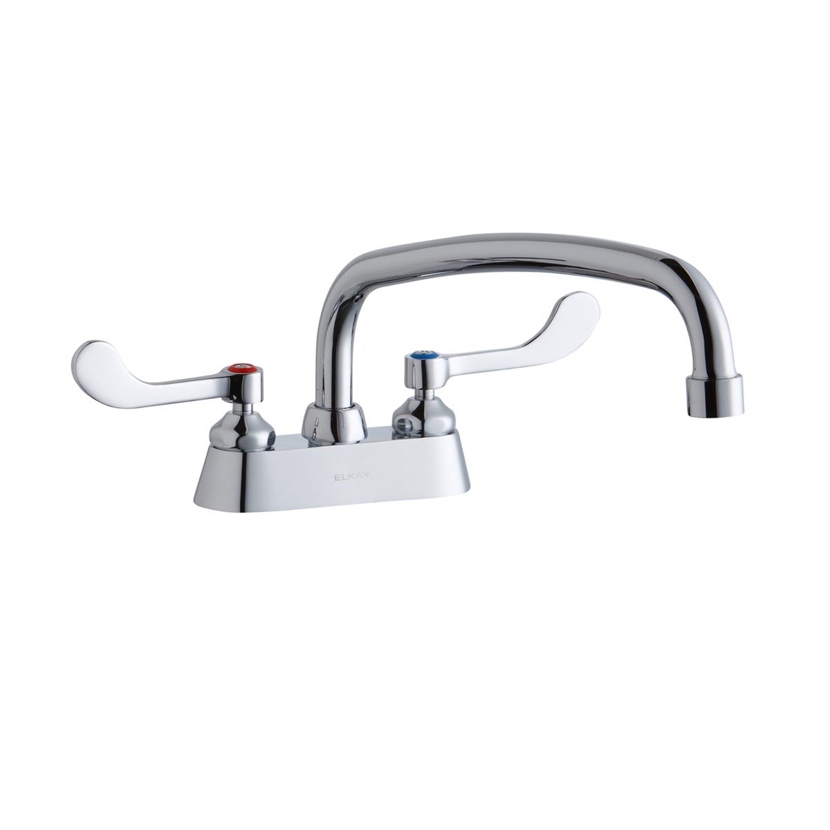 Elkay 4" Centerset with Exposed Deck Faucet with 12" Arc Tube Spout 4" Wristblade Handles
