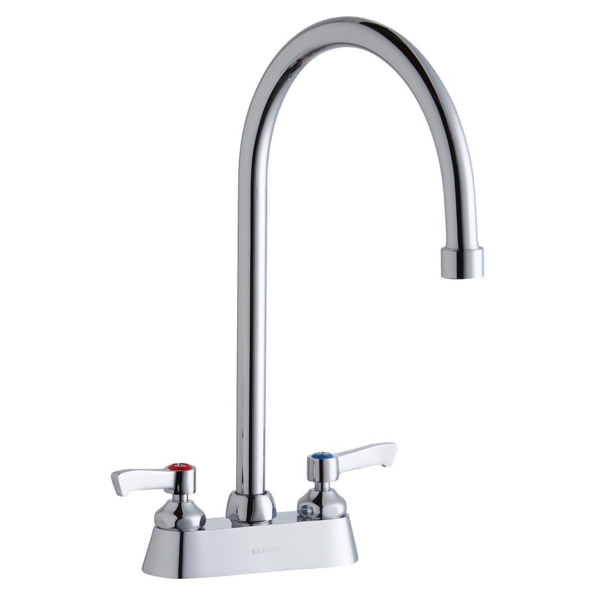 Elkay 4" Centerset with Exposed Deck Faucet with 8" Gooseneck Spout 2" Lever Handles Chrome