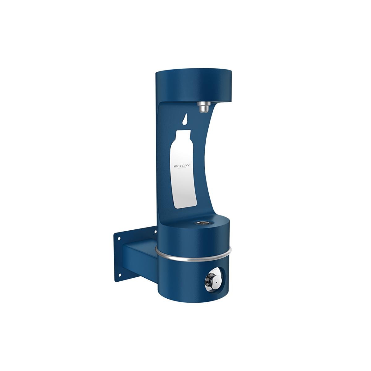 Elkay Outdoor ezH2O Single Arm Bottle Filling Station Wall Mount Non-Filtered Non-Refrigerated Blue