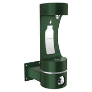 Evergreen wall-mounted bottle filling station with single spout and stainless steel spigot.
