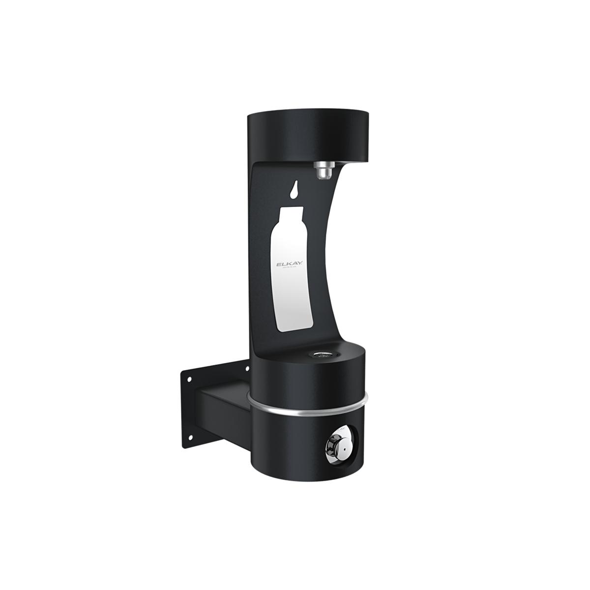 Elkay Outdoor ezH2O Single Arm Bottle Filling Station Wall Mount Non-Filtered Non-Refrigerated Freeze Resistant Black