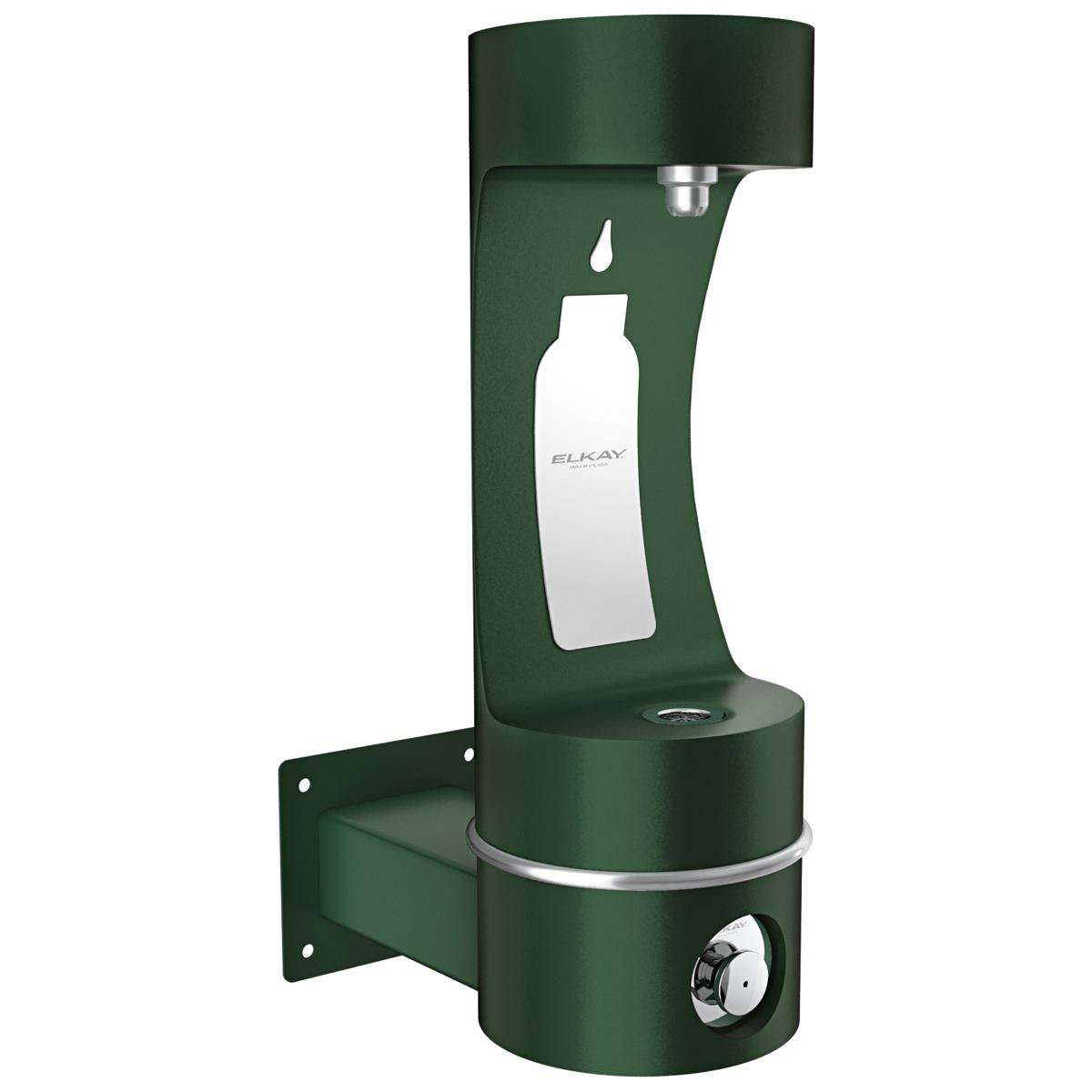 Elkay Outdoor ezH2O Single Arm Bottle Filling Station Wall Mount Non-Filtered Non-Refrigerated Freeze Resistant Evergreen