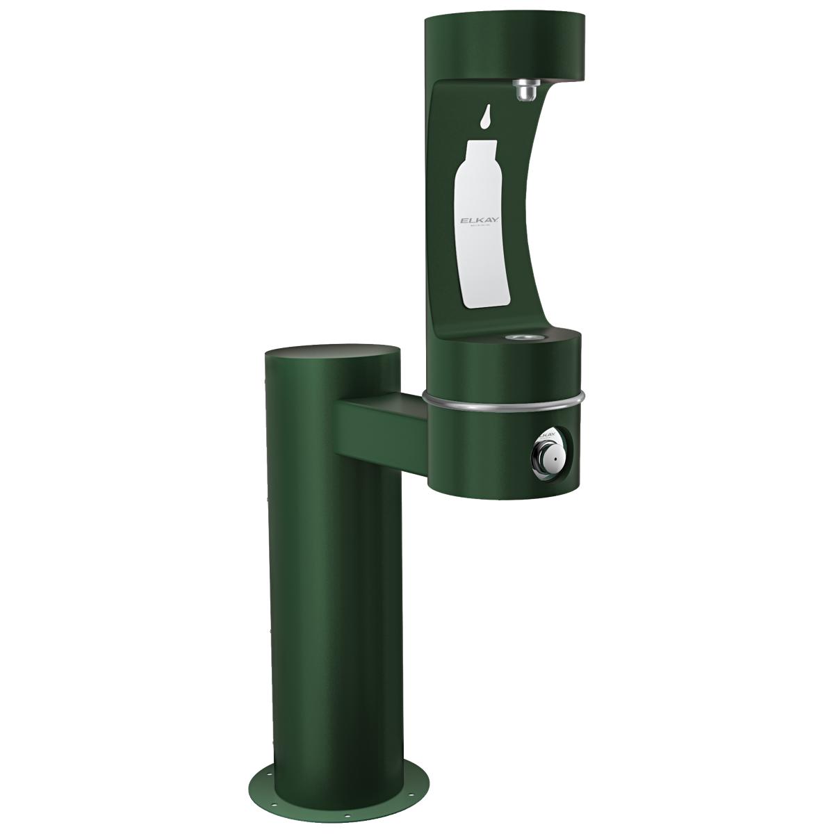 Elkay Outdoor ezH2O Bottle Filling Station Single Pedestal Non-Filtered Non-Refrigerated Evergreen