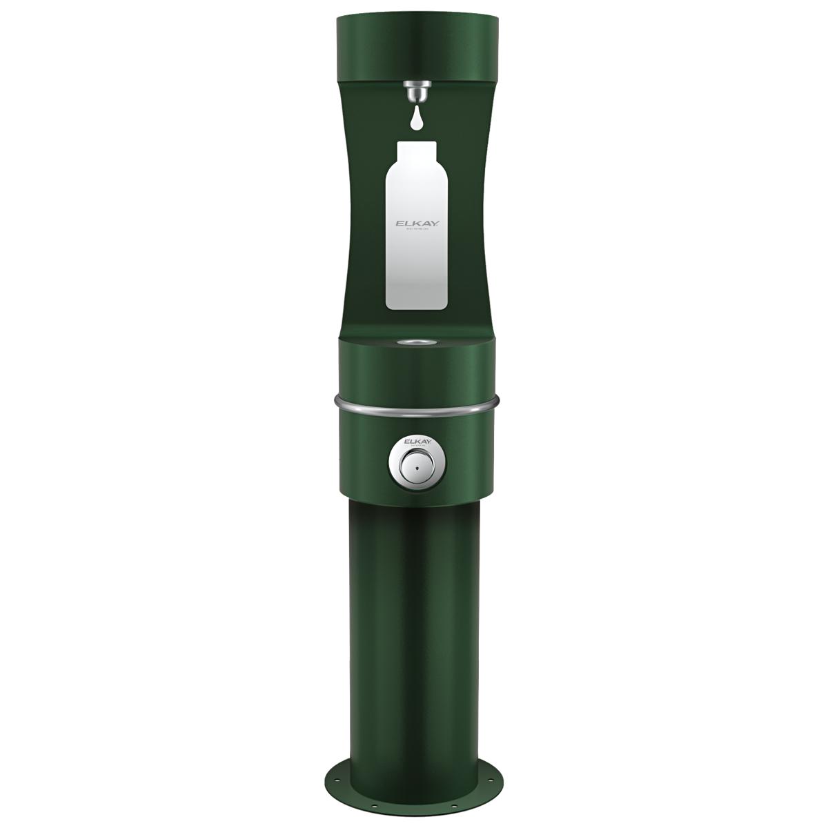 Elkay Outdoor ezH2O Bottle Filling Station Single Pedestal Non-Filtered Non-Refrigerated Evergreen