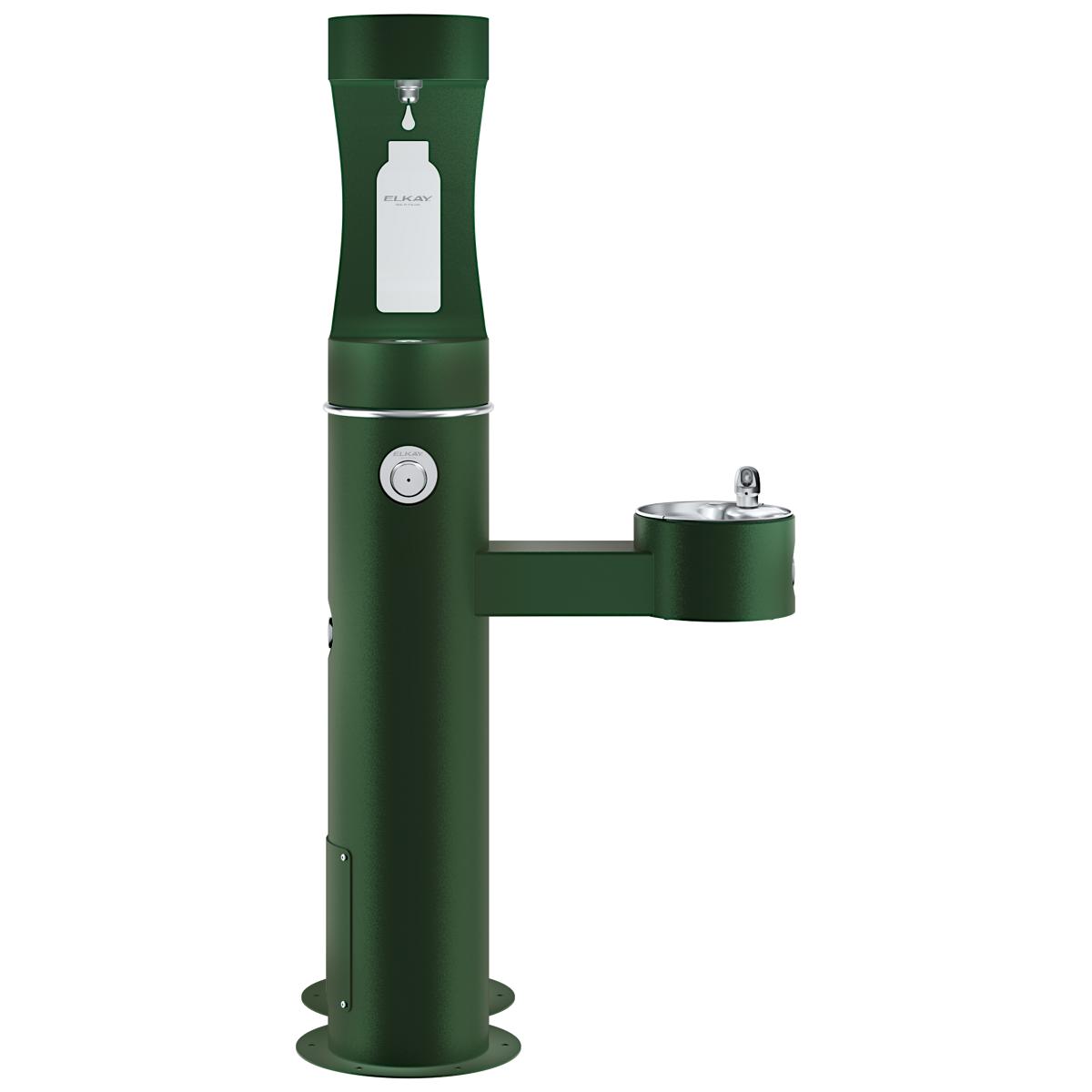 Elkay Outdoor ezH2O Upper Bottle Filling Station Bi-Level Pedestal with Pet Station NonFilter NonRefrige FreezeResist Evergreen