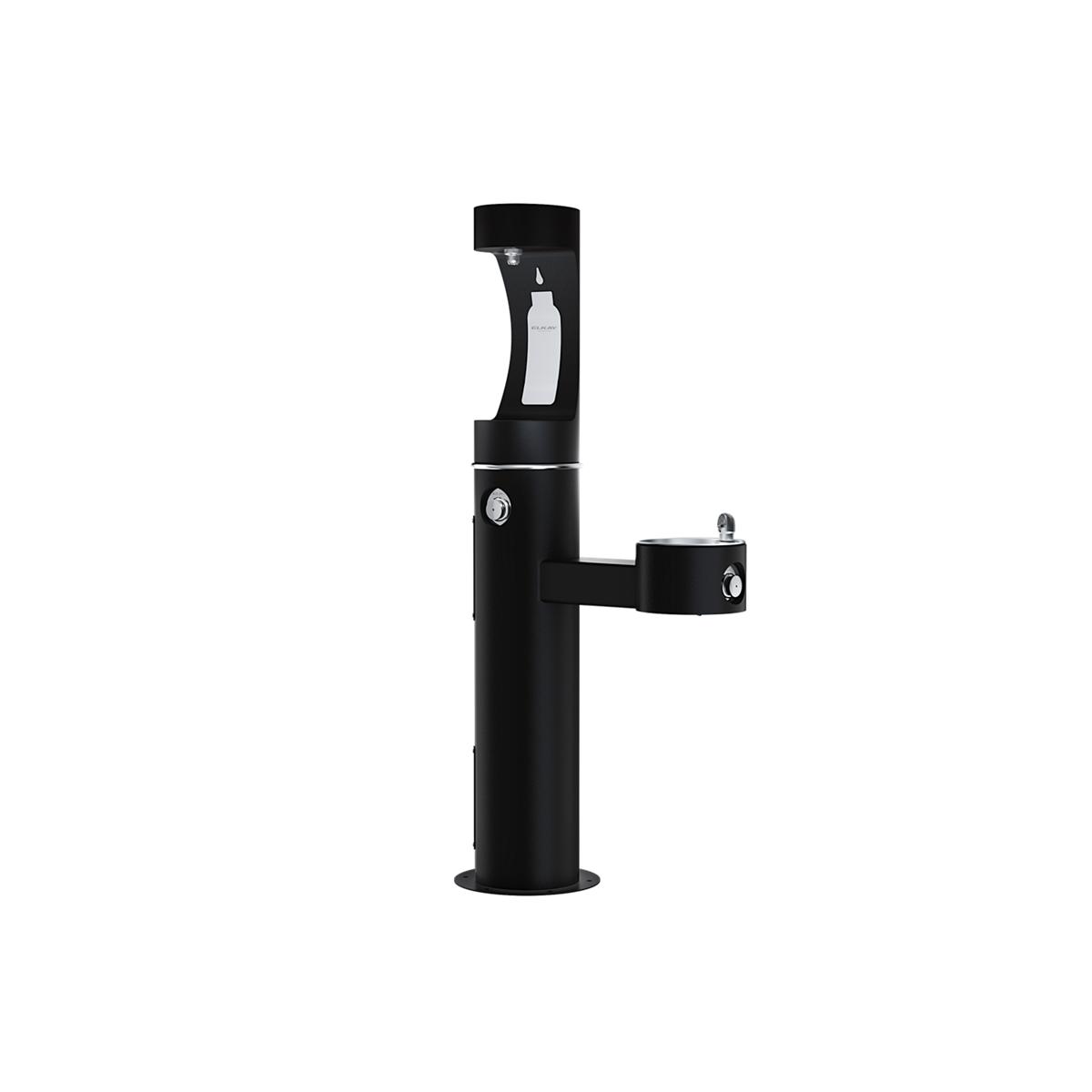 Elkay Outdoor ezH2O Upper Bottle Filling Station Bi-Level Pedestal Non-Filtered Non-Refrigerated Freeze Resistant Black