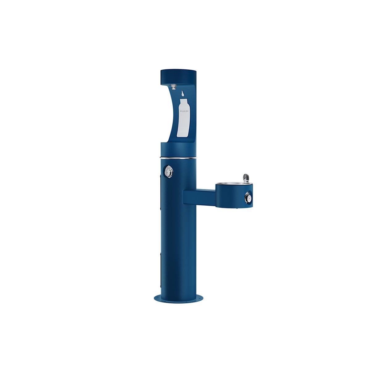 Elkay Outdoor ezH2O Upper Bottle Filling Station Bi-Level Pedestal Non-Filtered Non-Refrigerated Freeze Resistant Blue
