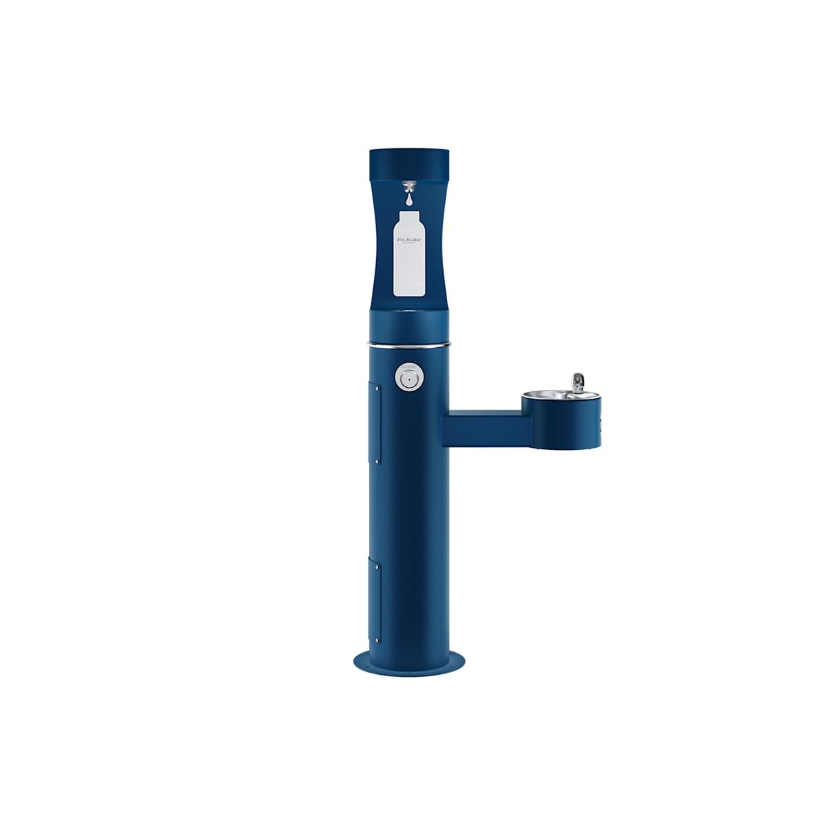 Elkay Outdoor ezH2O Upper Bottle Filling Station Bi-Level Pedestal Non-Filtered Non-Refrigerated Freeze Resistant Blue